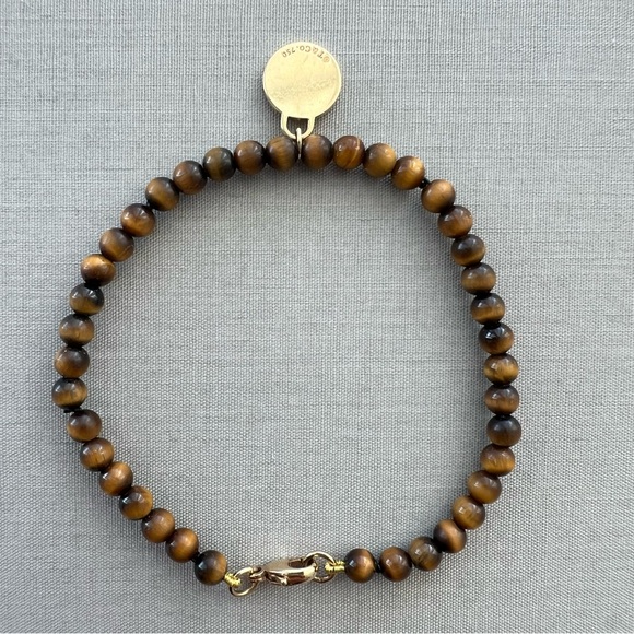 TIFFANY & CO. • Return to Tiffany™ 18K Yellow Gold Tag Tigers Eye Bead Bracelet - Picture 4 of 16